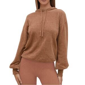 House of CB Camel Knit Hoodie Pullover - Size Small Lounge Sweater